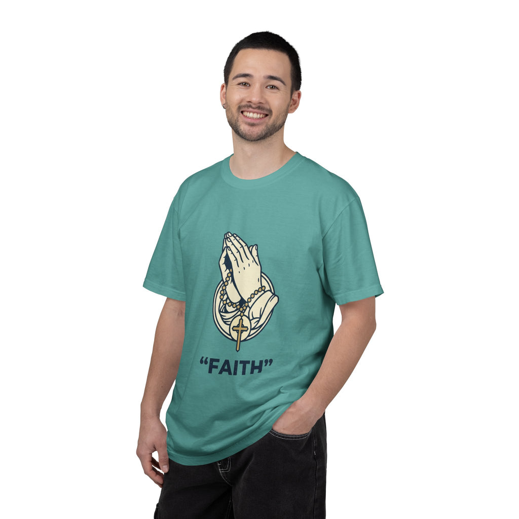 Faith Praying Hands T-Shirt — Religious Graphic Tee with Cross