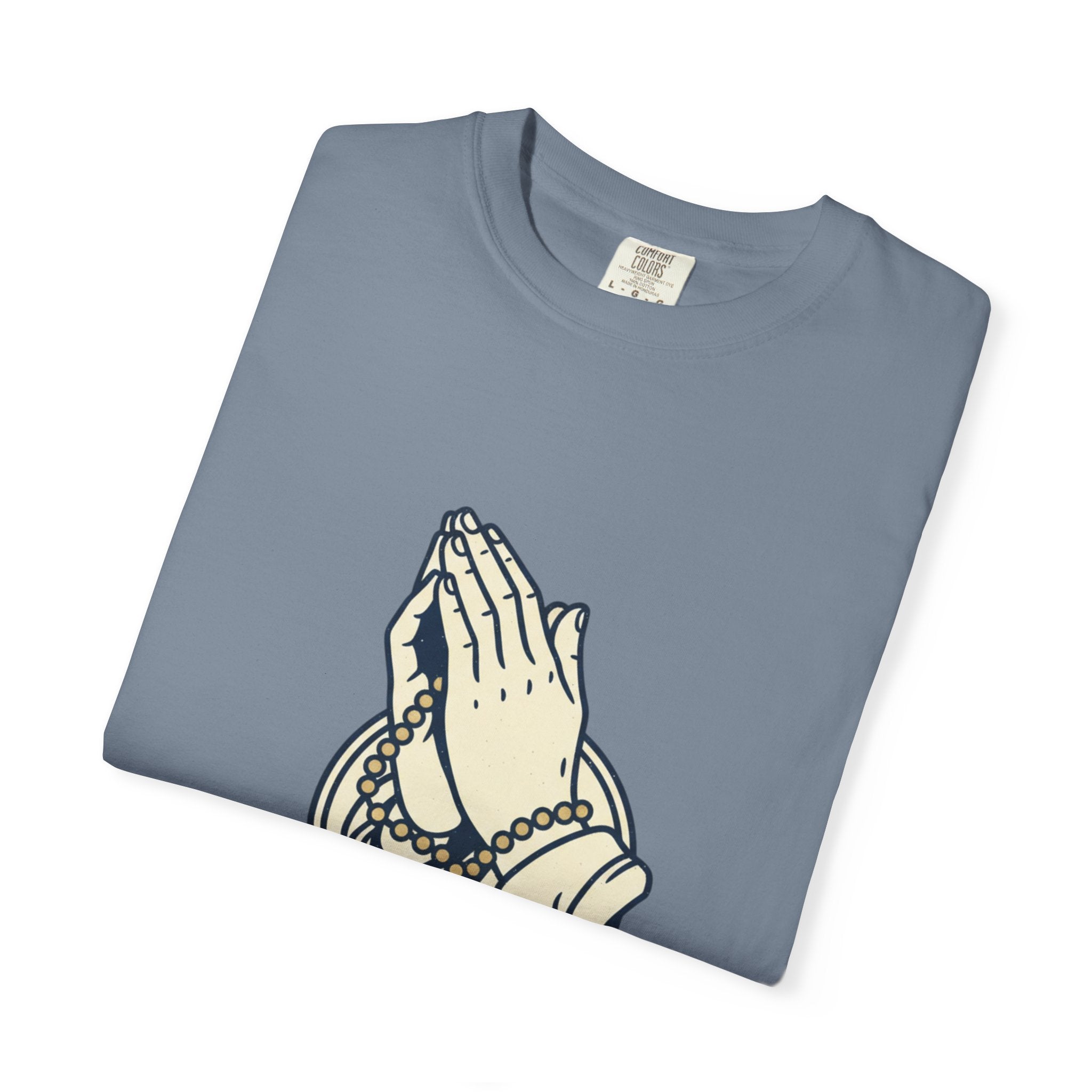 Faith Praying Hands T-Shirt — Religious Graphic Tee with Cross