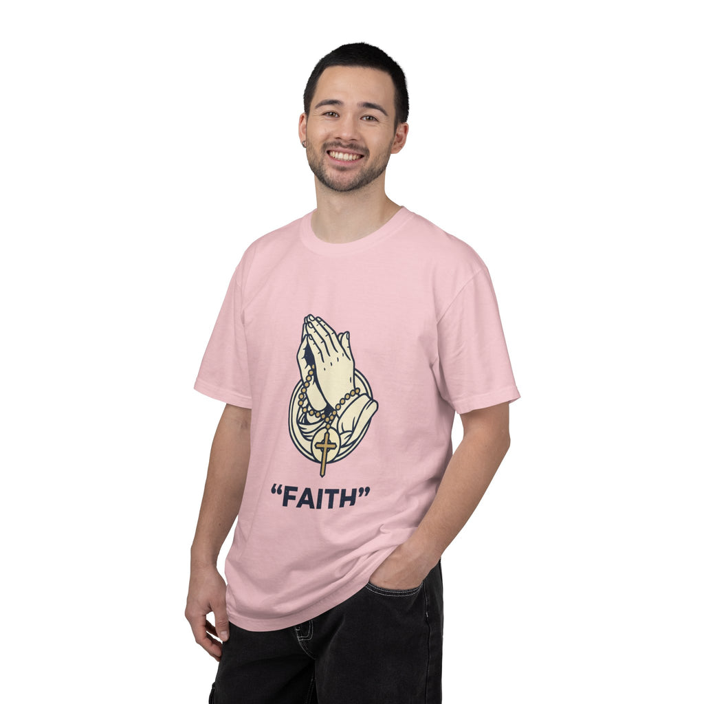 Faith Praying Hands T-Shirt — Religious Graphic Tee with Cross