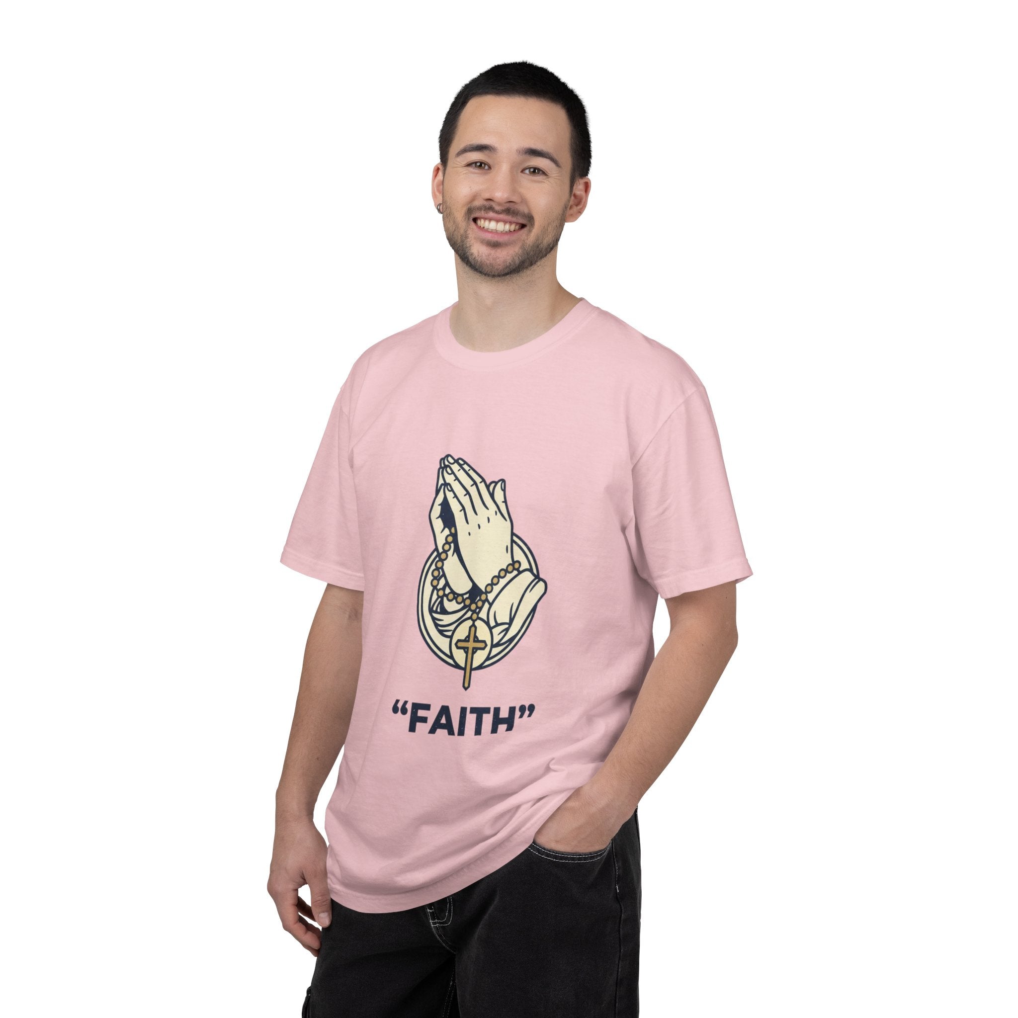 Faith Praying Hands T-Shirt — Religious Graphic Tee with Cross