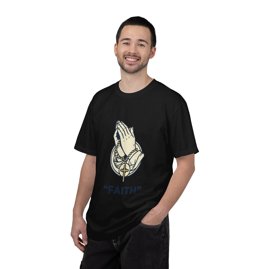 Faith Praying Hands T-Shirt — Religious Graphic Tee with Cross
