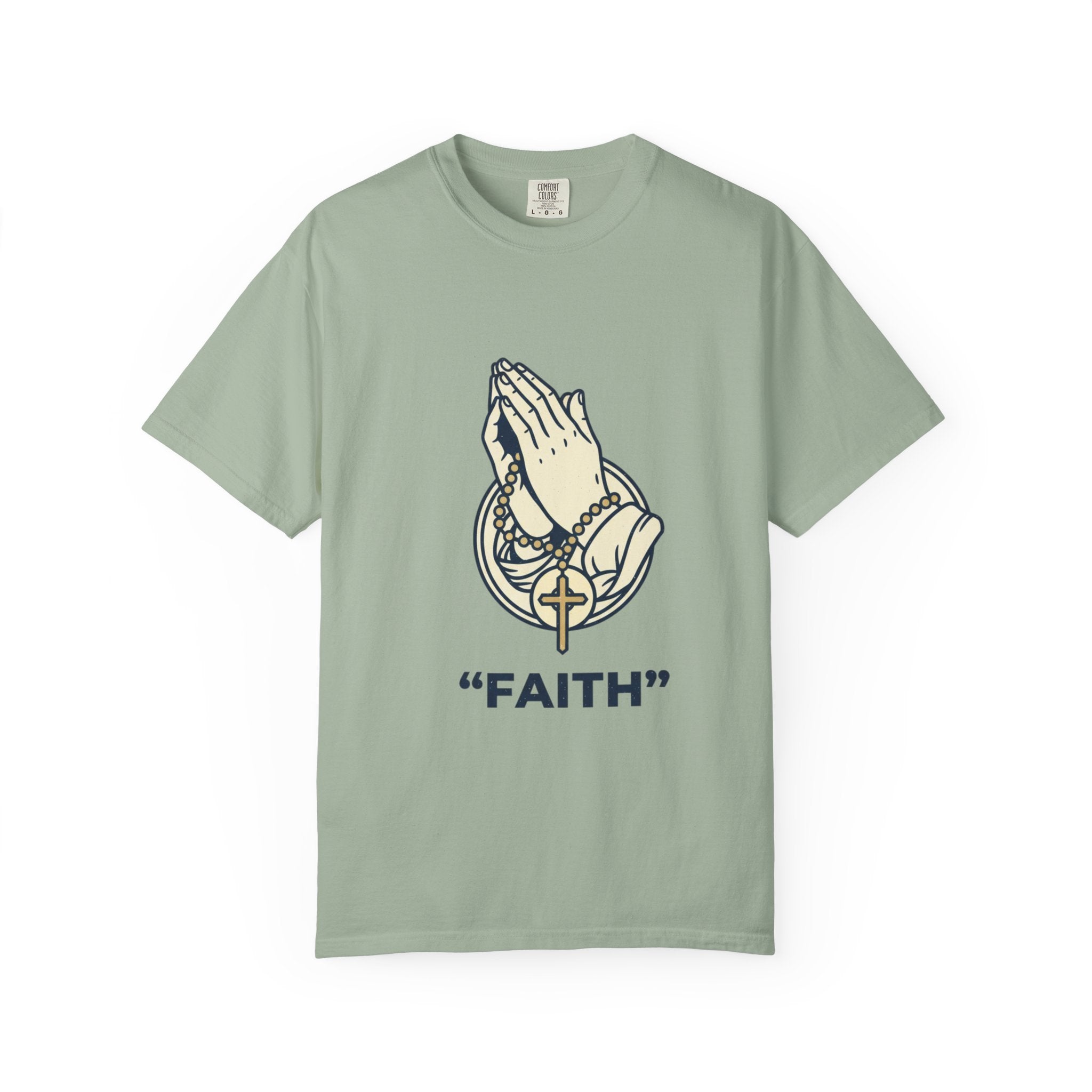 Faith Praying Hands T-Shirt — Religious Graphic Tee with Cross