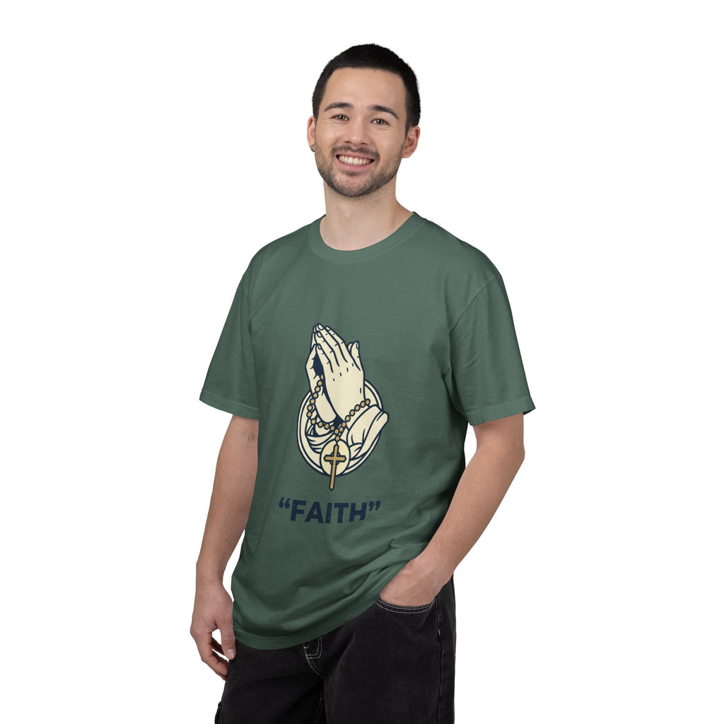 Faith Praying Hands T-Shirt — Religious Graphic Tee with Cross