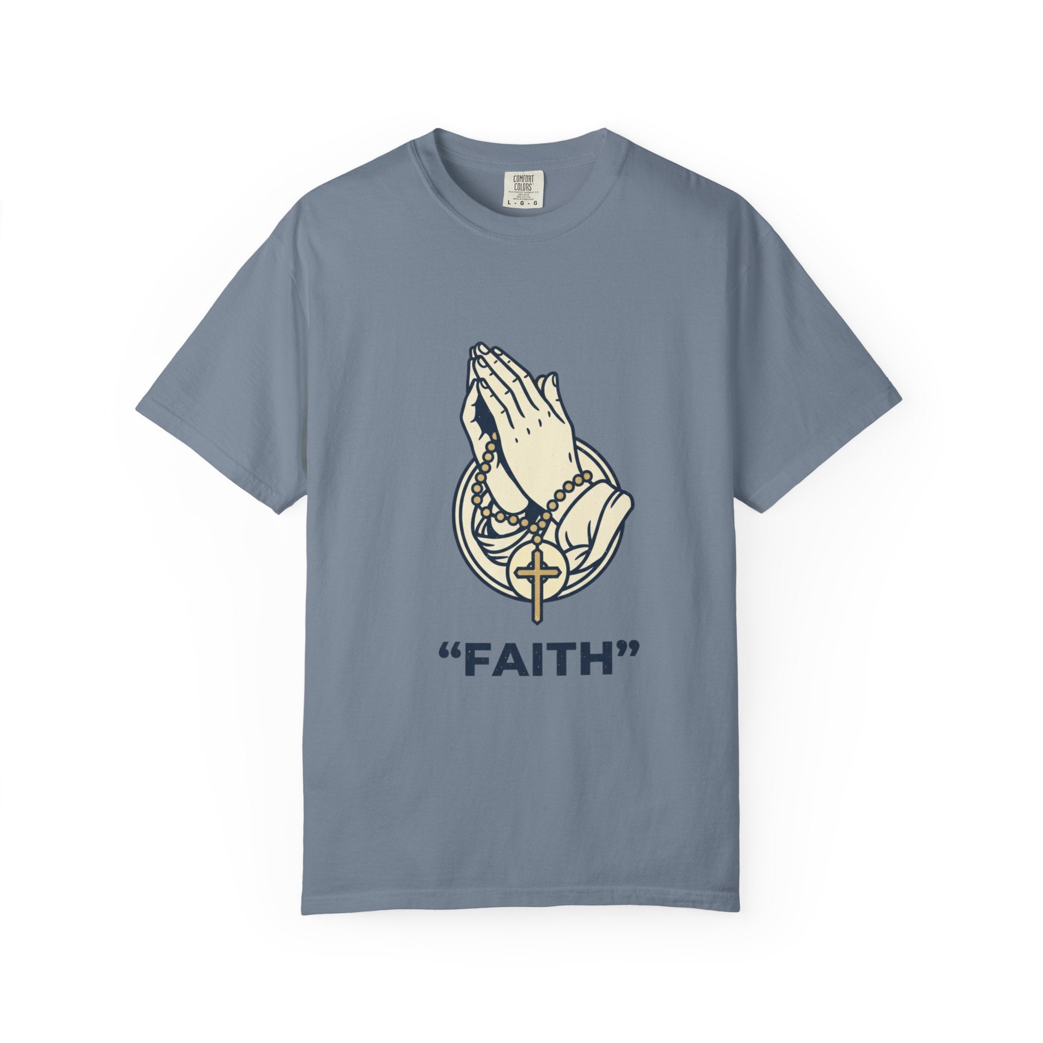 Faith Praying Hands T-Shirt — Religious Graphic Tee with Cross
