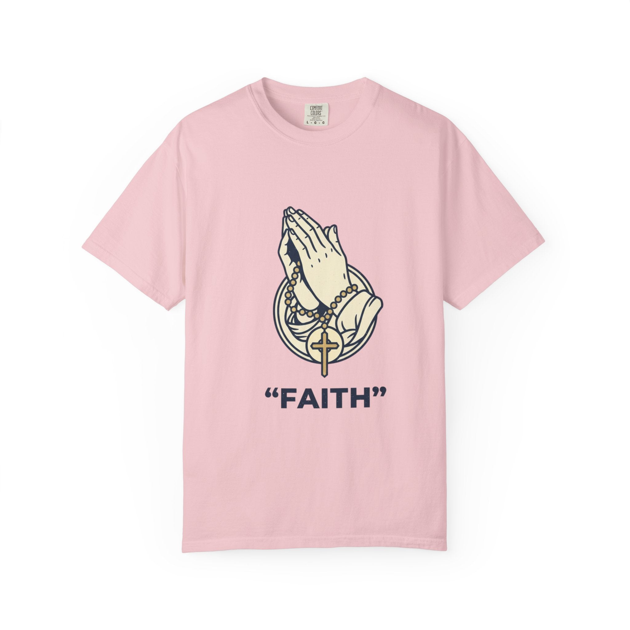 Faith Praying Hands T-Shirt — Religious Graphic Tee with Cross