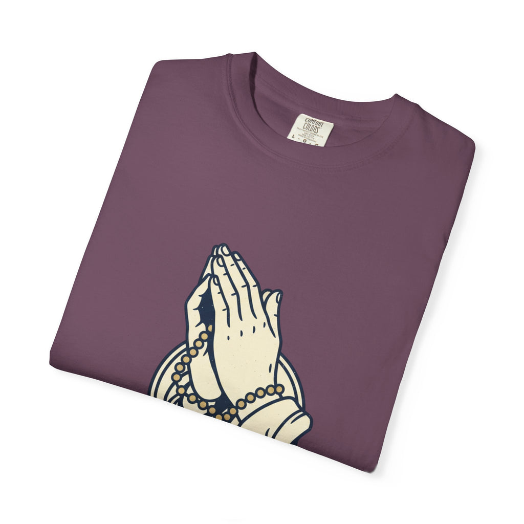 Faith Praying Hands T-Shirt — Religious Graphic Tee with Cross