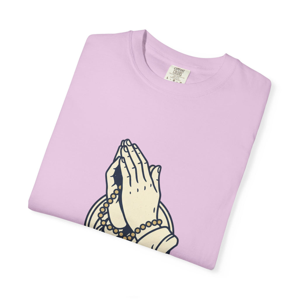 Faith Praying Hands T-Shirt — Religious Graphic Tee with Cross