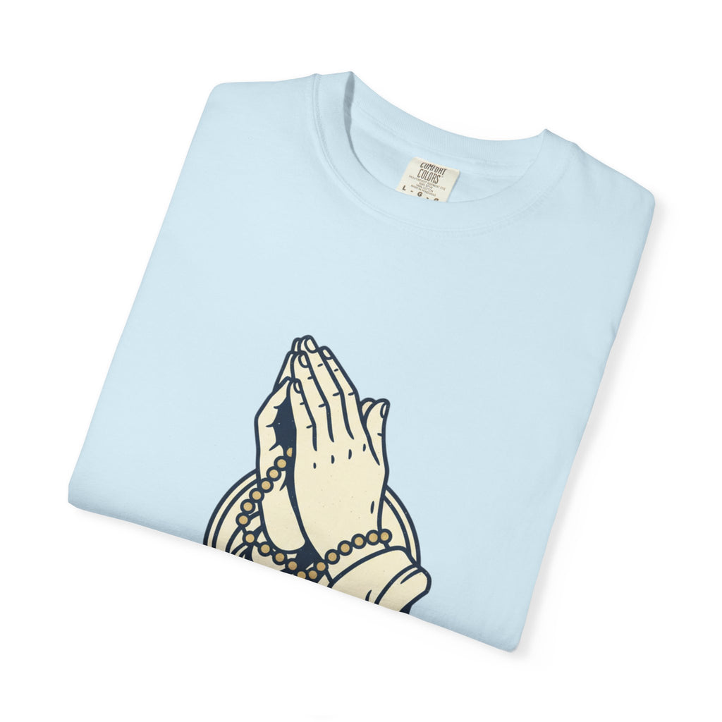 Faith Praying Hands T-Shirt — Religious Graphic Tee with Cross