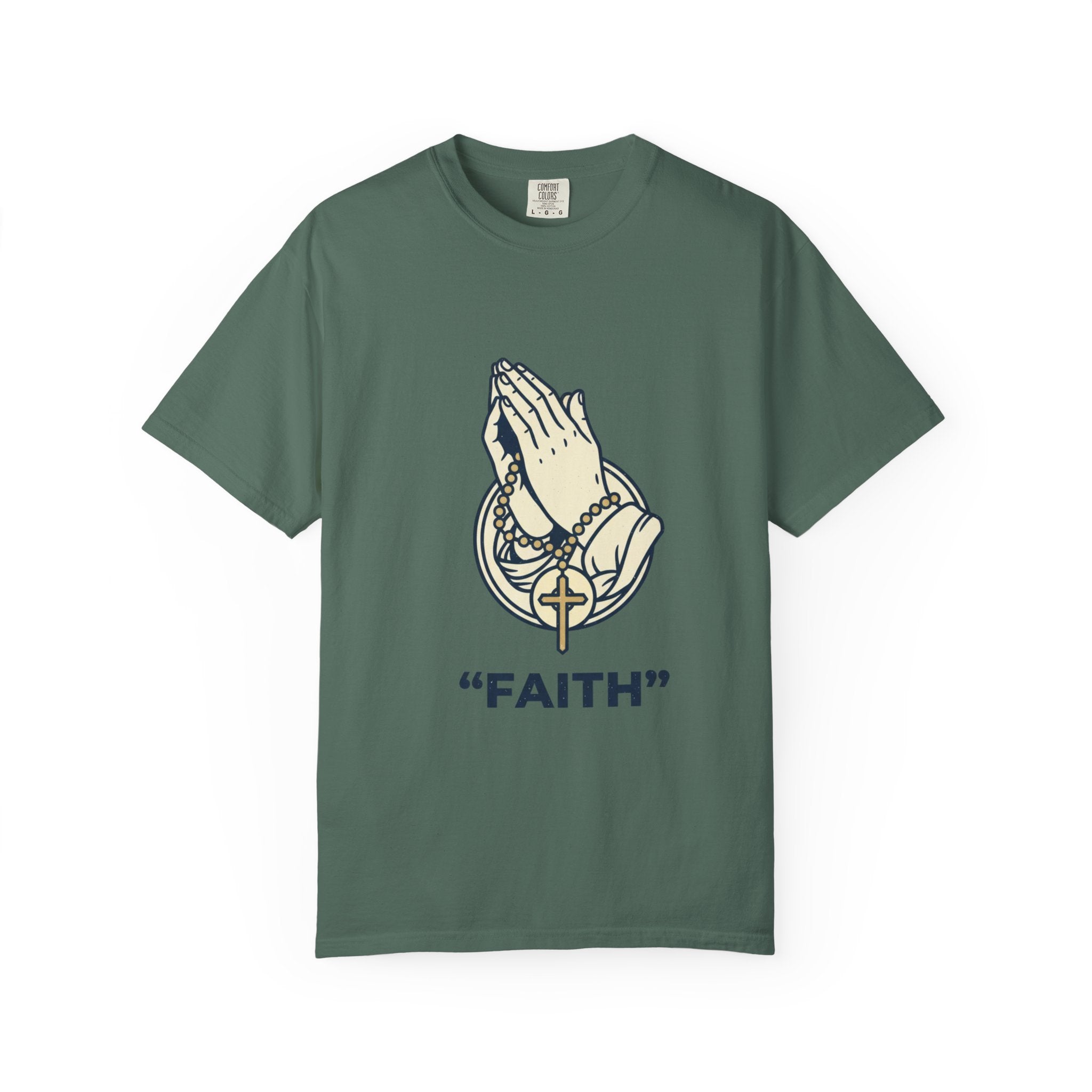 Faith Praying Hands T-Shirt — Religious Graphic Tee with Cross