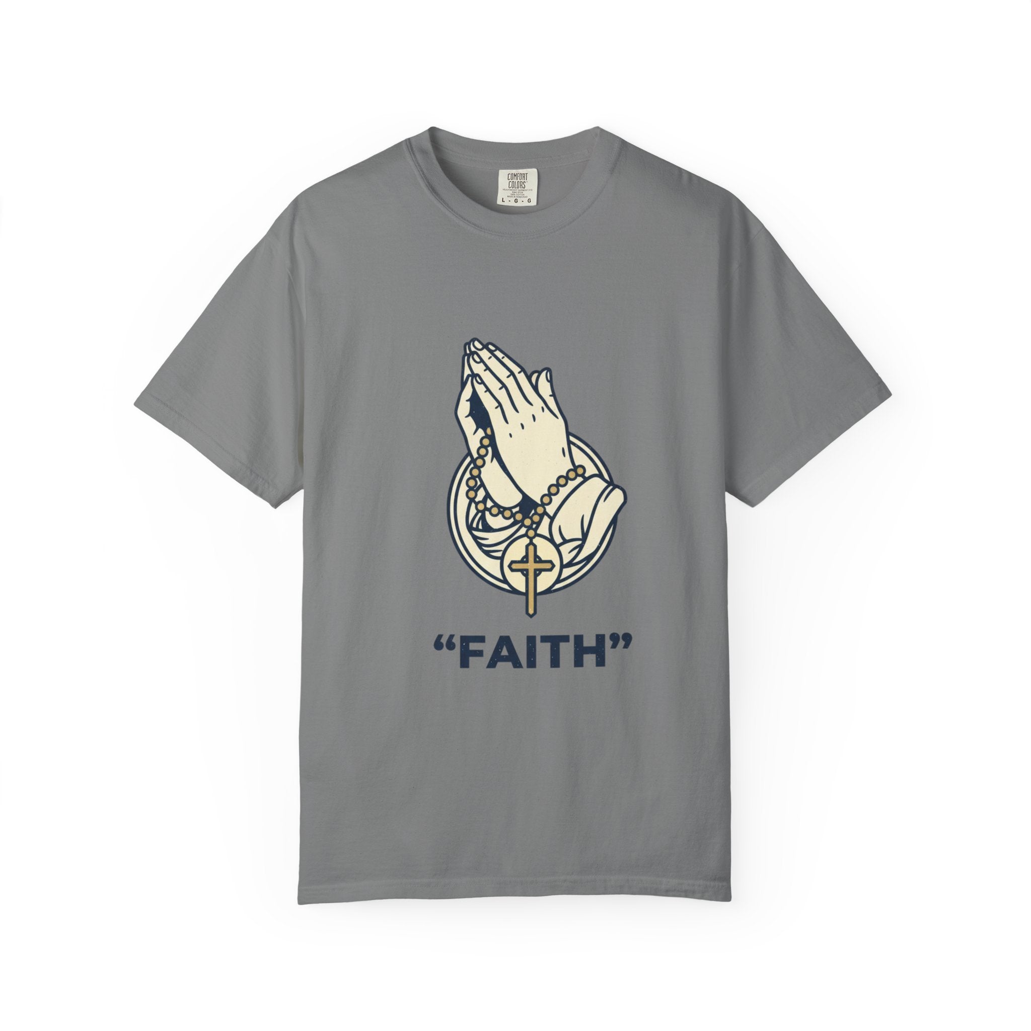 Faith Praying Hands T-Shirt — Religious Graphic Tee with Cross