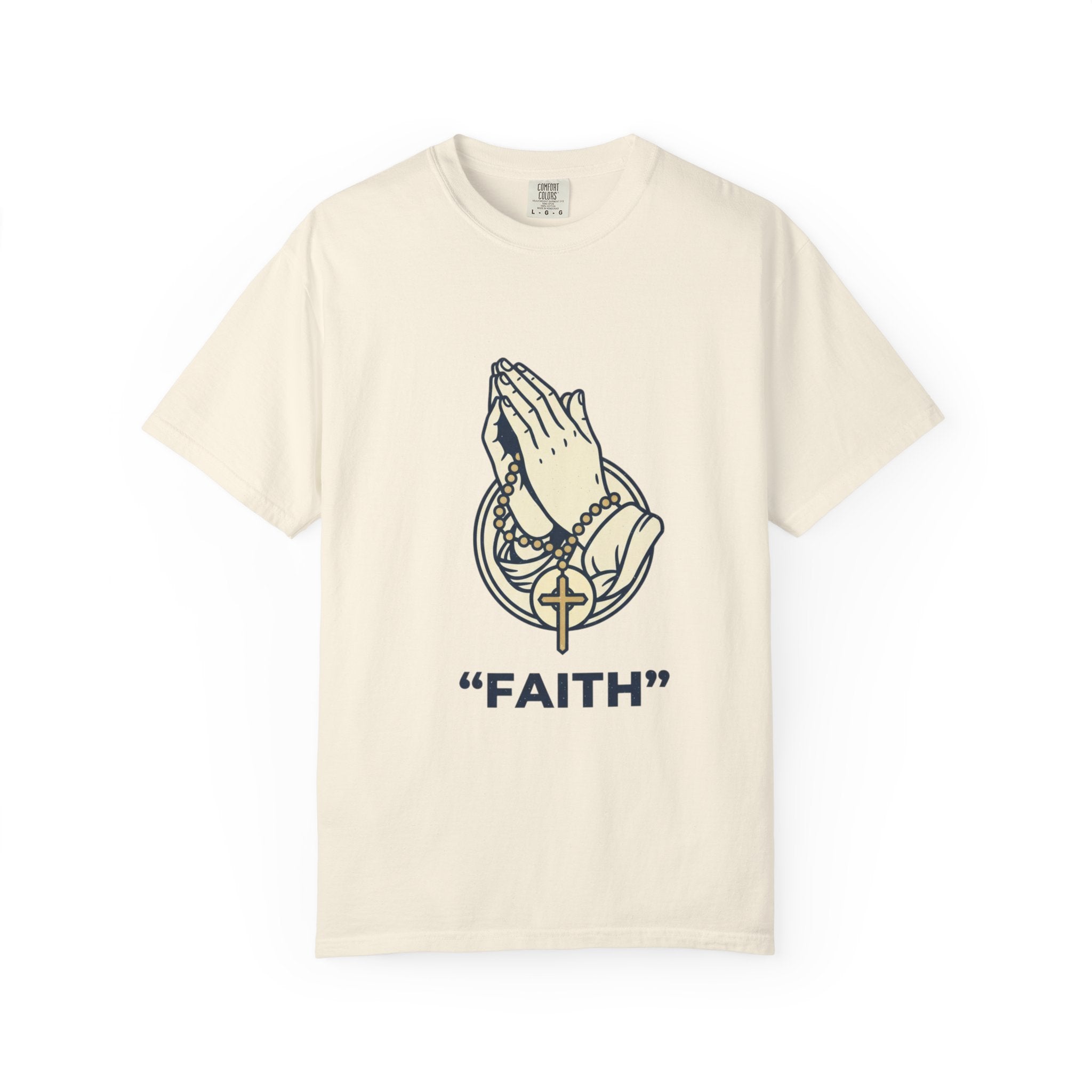 Faith Praying Hands T-Shirt — Religious Graphic Tee with Cross