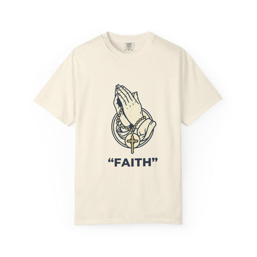 Faith Praying Hands T-Shirt — Religious Graphic Tee with Cross