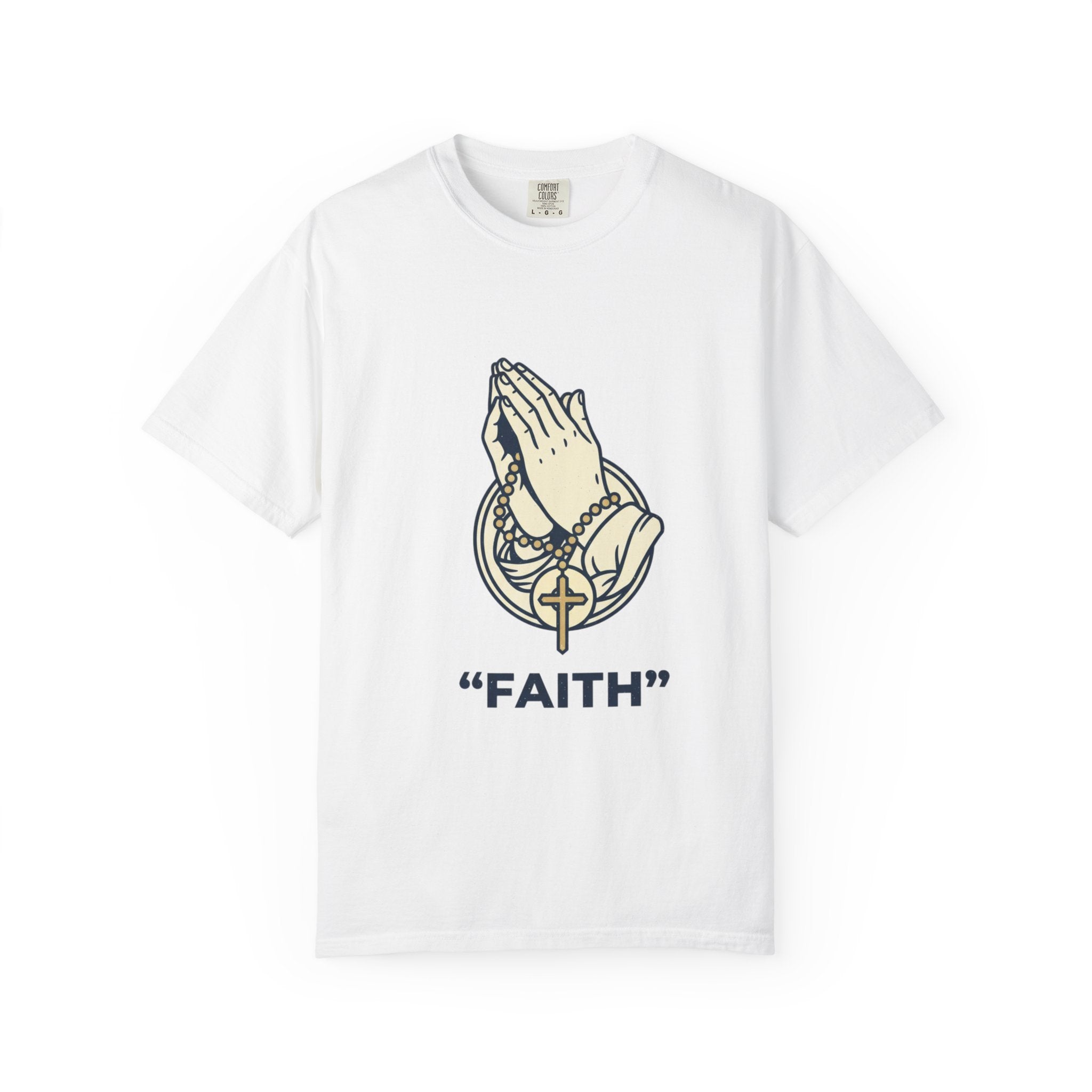 Faith Praying Hands T-Shirt — Religious Graphic Tee with Cross