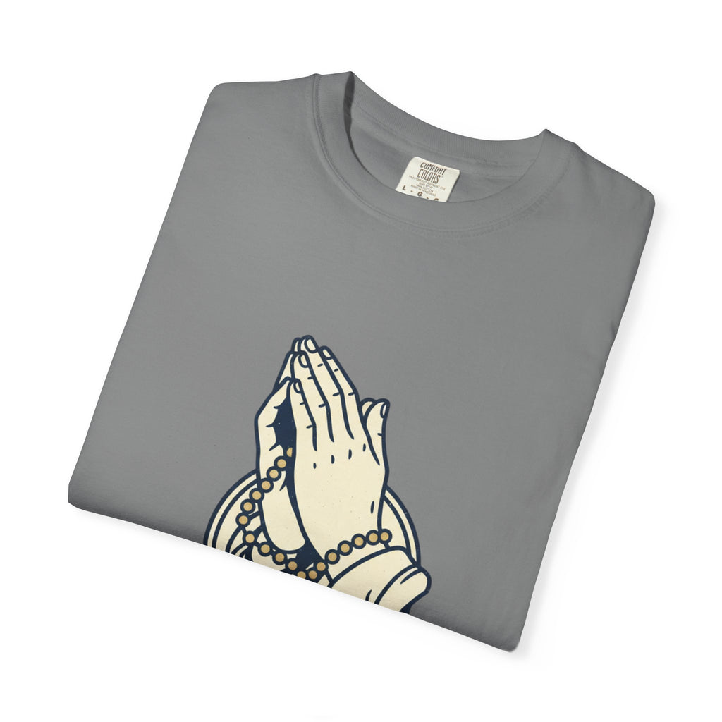Faith Praying Hands T-Shirt — Religious Graphic Tee with Cross