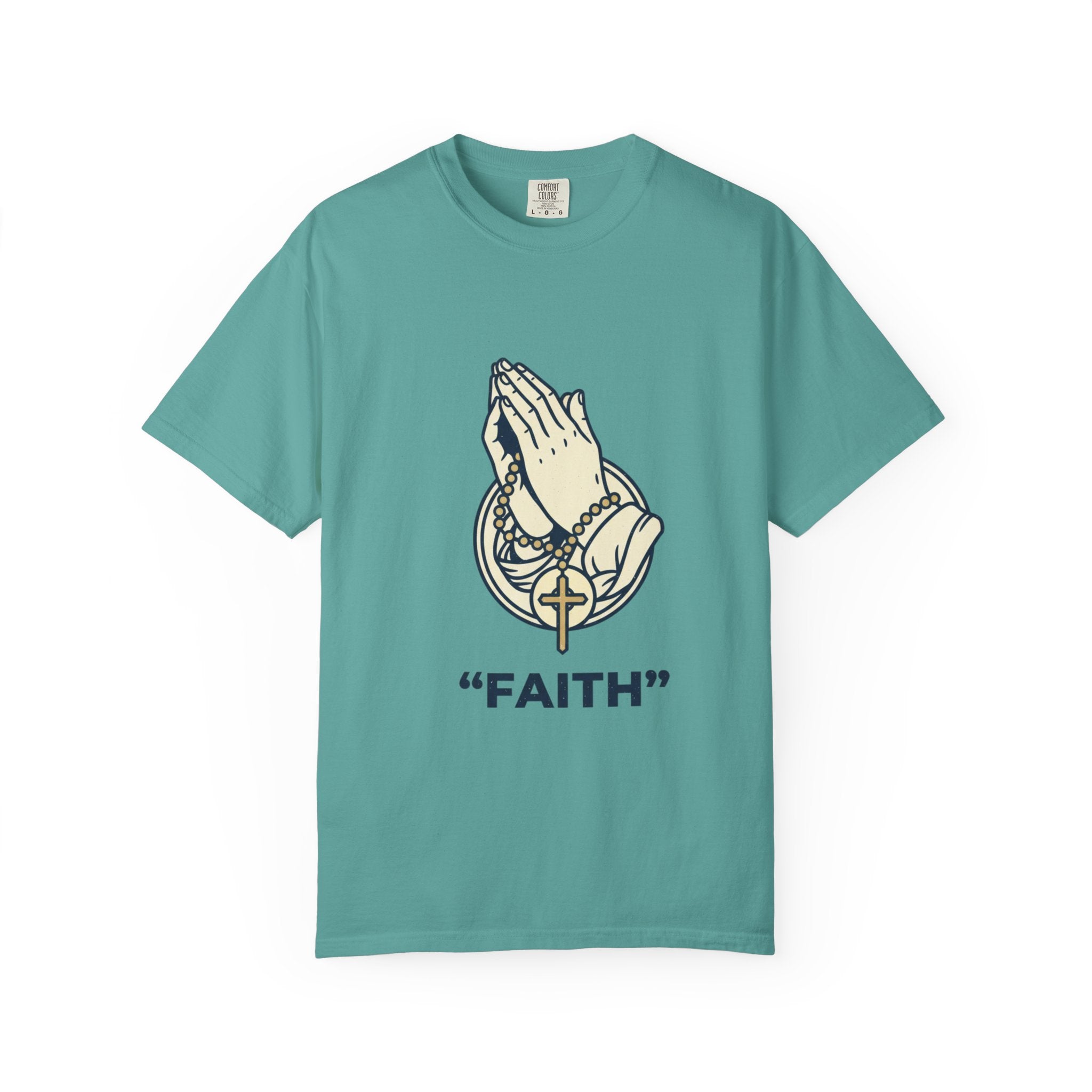 Faith Praying Hands T-Shirt — Religious Graphic Tee with Cross