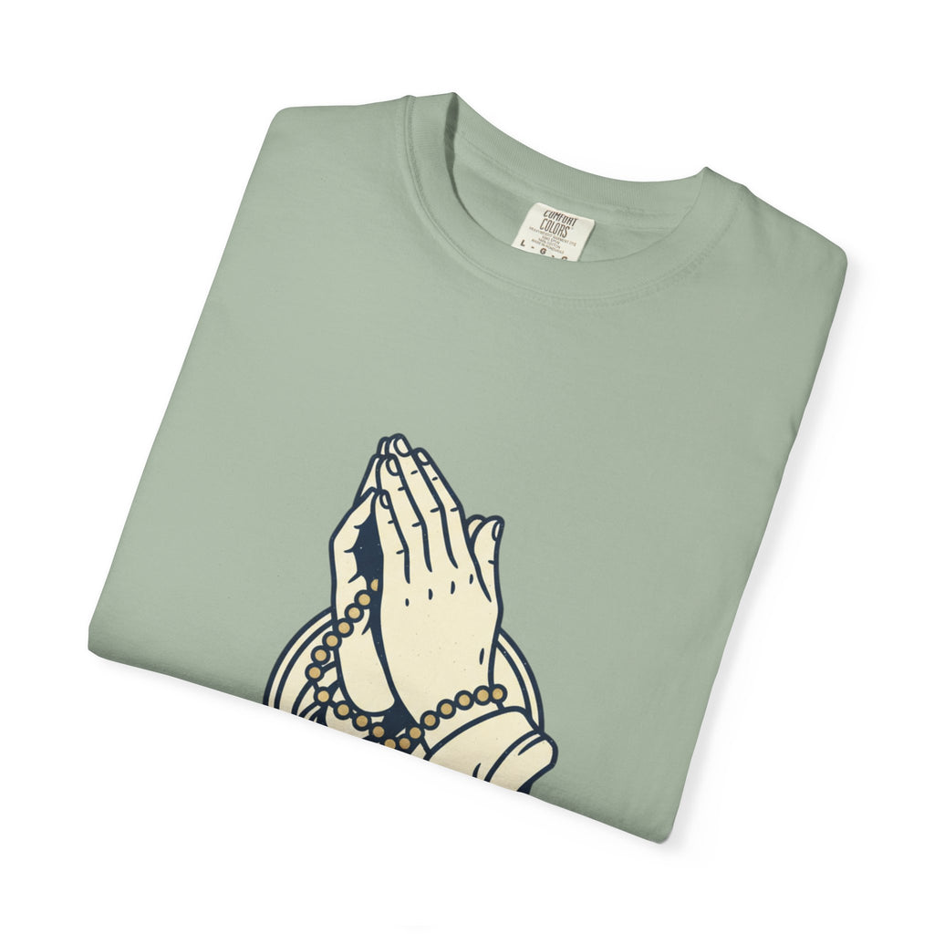 Faith Praying Hands T-Shirt — Religious Graphic Tee with Cross