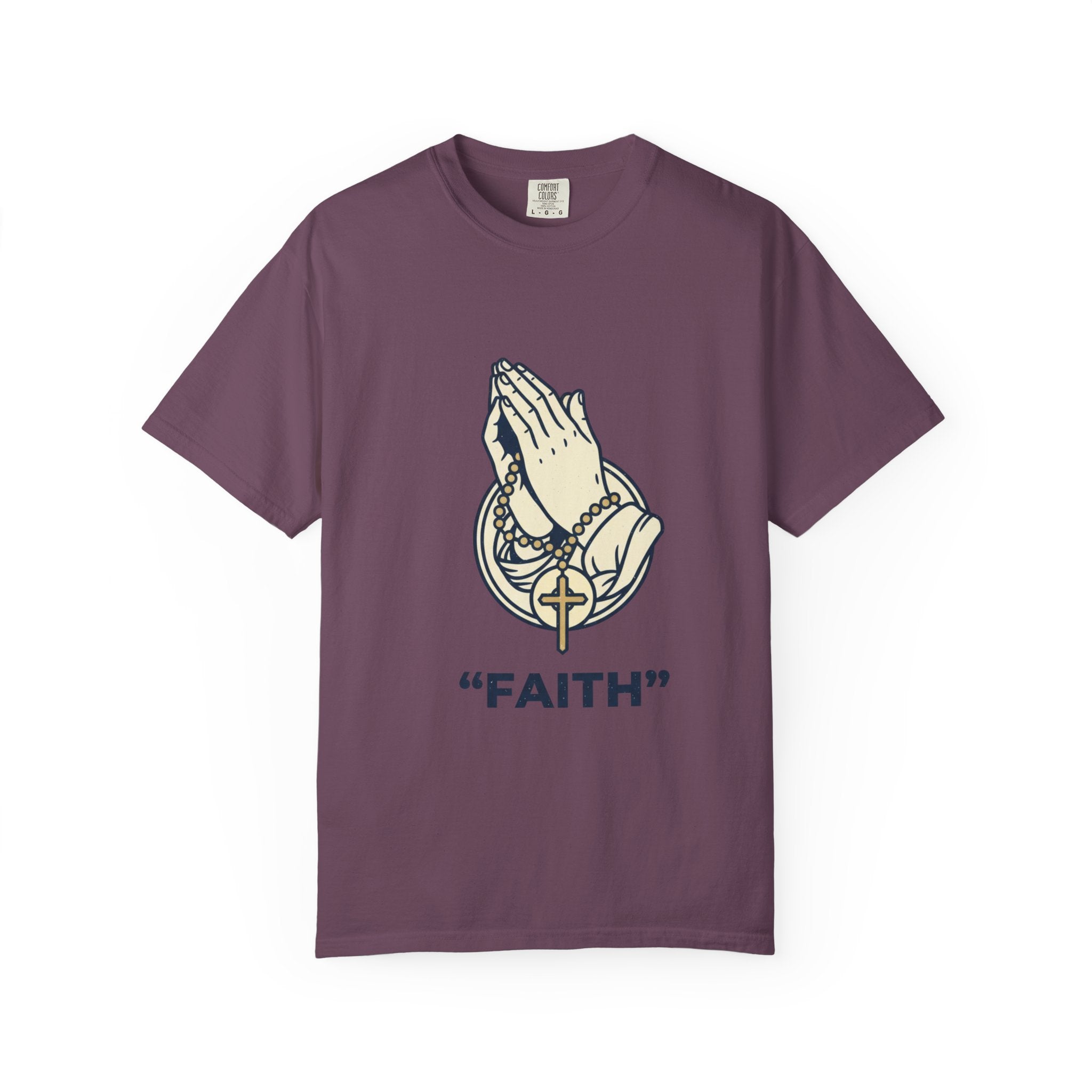 Faith Praying Hands T-Shirt — Religious Graphic Tee with Cross