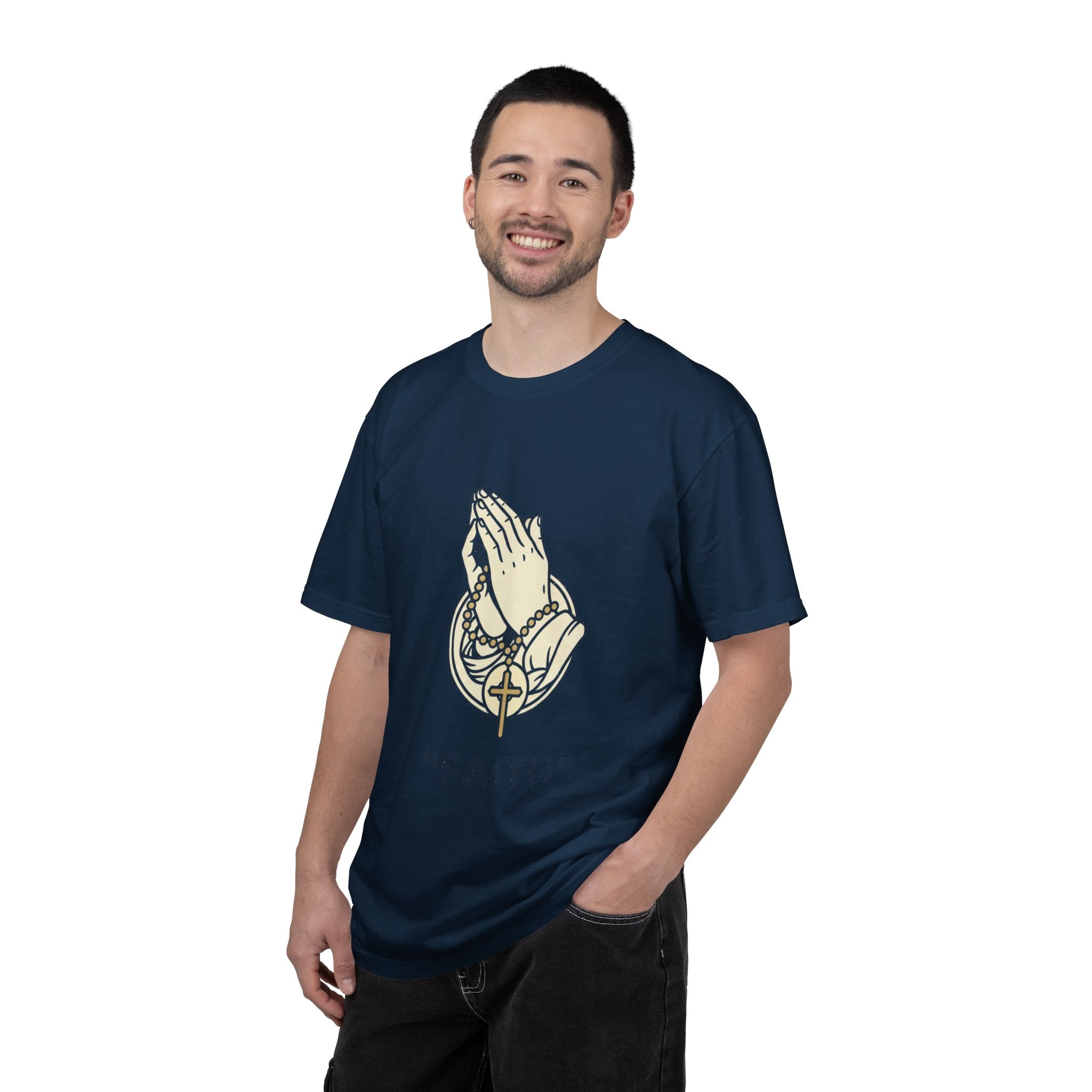 Faith Praying Hands T-Shirt — Religious Graphic Tee with Cross
