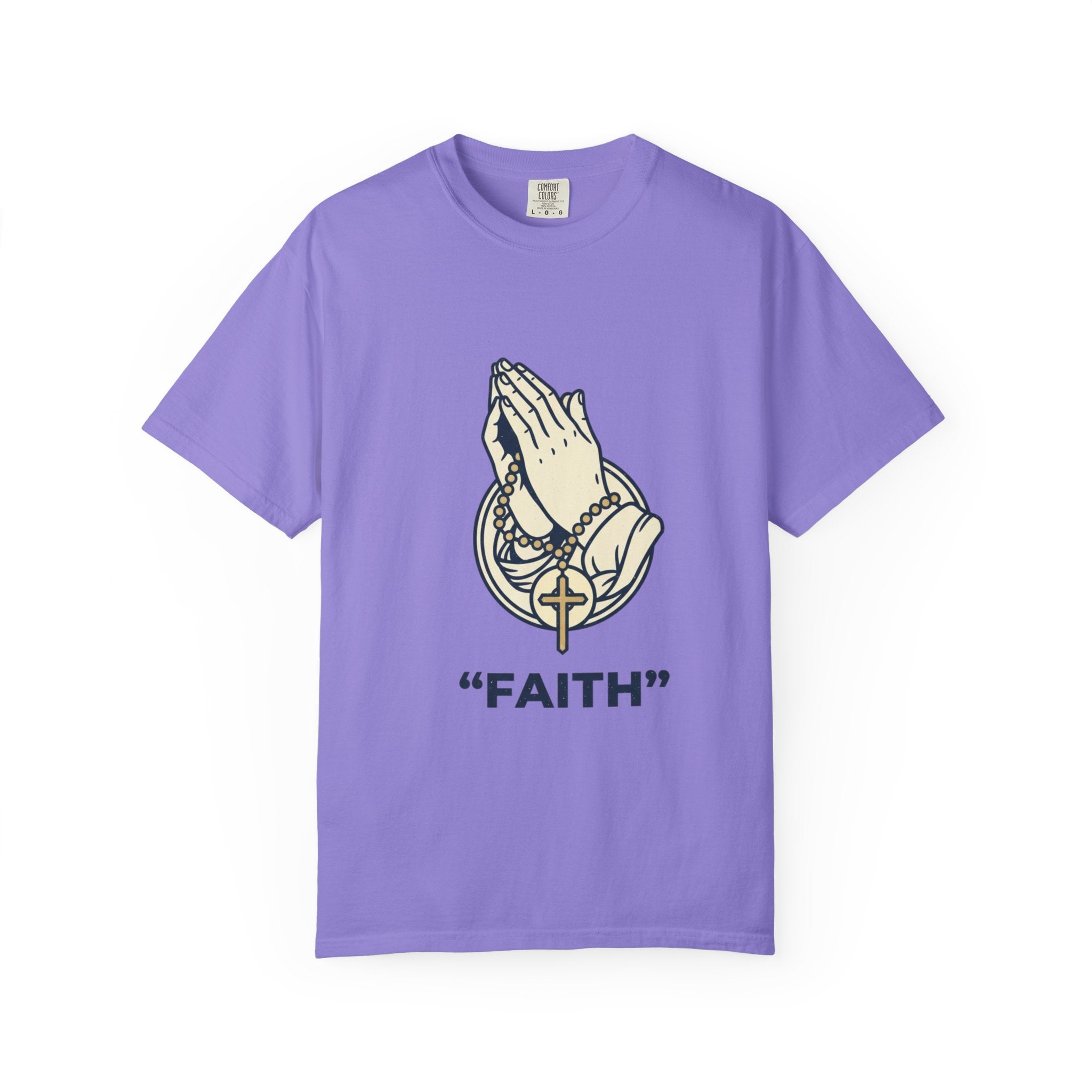 Faith Praying Hands T-Shirt — Religious Graphic Tee with Cross
