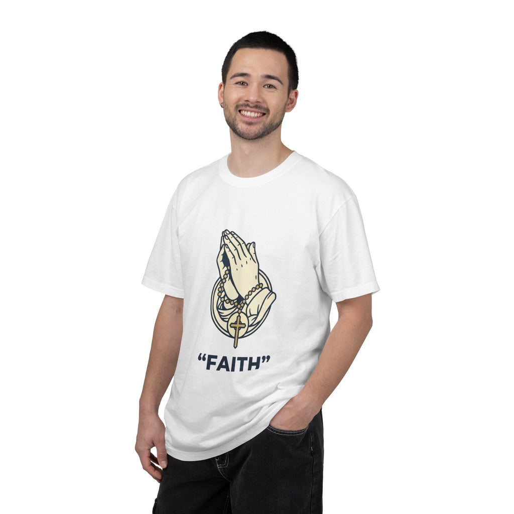 Faith Praying Hands T-Shirt — Religious Graphic Tee with Cross