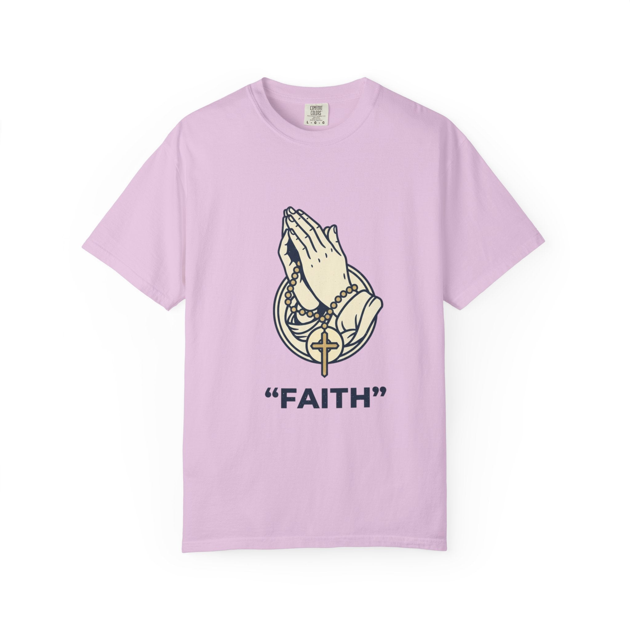 Faith Praying Hands T-Shirt — Religious Graphic Tee with Cross